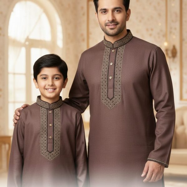Father Son Punjabi Combo – Maroon Festive Set (2 Pcs)